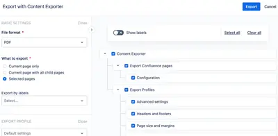 Content Exporter for Confluence (PDF, Word, HTML) for Atlassian — screenshot