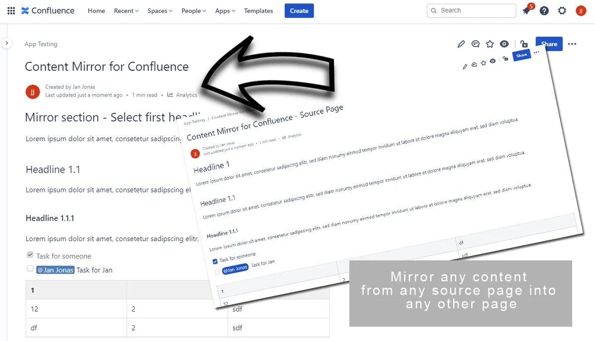Content Mirror for Confluence — screenshot from the Atlassian Marketplace listing