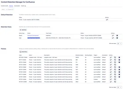 Content Retention Manager Lite for Confluence for Atlassian — screenshot