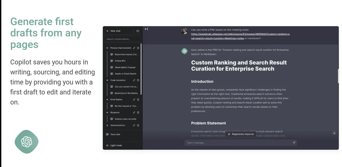 Copilot for Confluence — screenshot from the Atlassian Marketplace listing
