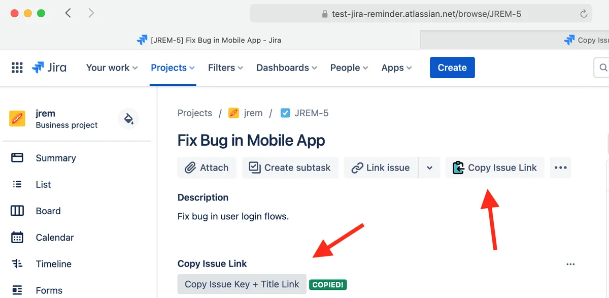 Copy Issue Link — screenshot from the Atlassian Marketplace listing