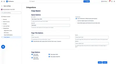 Copy Space for Confluence for Atlassian — screenshot