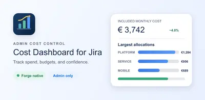 Cost Dashboard for Jira for Atlassian — screenshot