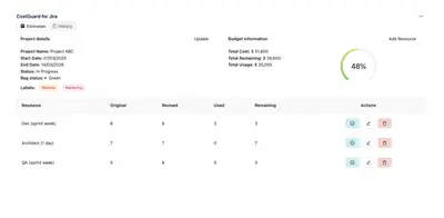 CostGuard - Portfolio and Project Estimates, Budgets, Costs for Atlassian — screenshot