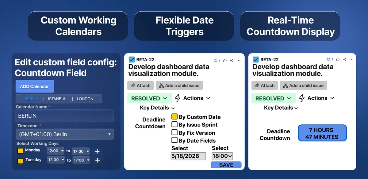 Countdown Custom Field — screenshot from the Atlassian Marketplace listing
