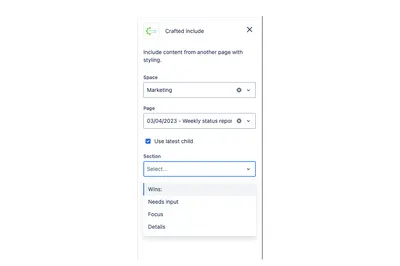 Crafted Includes for Confluence for Atlassian — screenshot