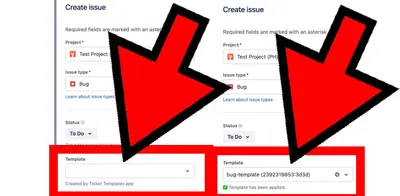 Create Ticket Template, Issue Template, Easy Templates for Atlassian — screenshot
