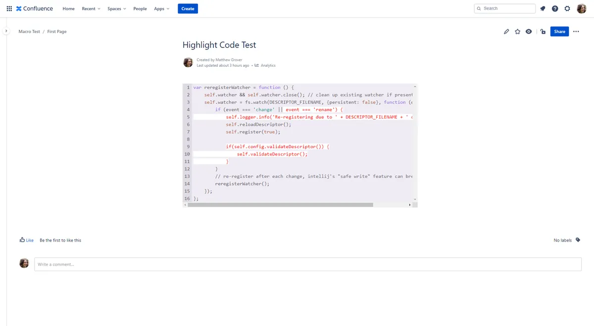 Custom Code Highlight for Confluence — screenshot from the Atlassian Marketplace listing