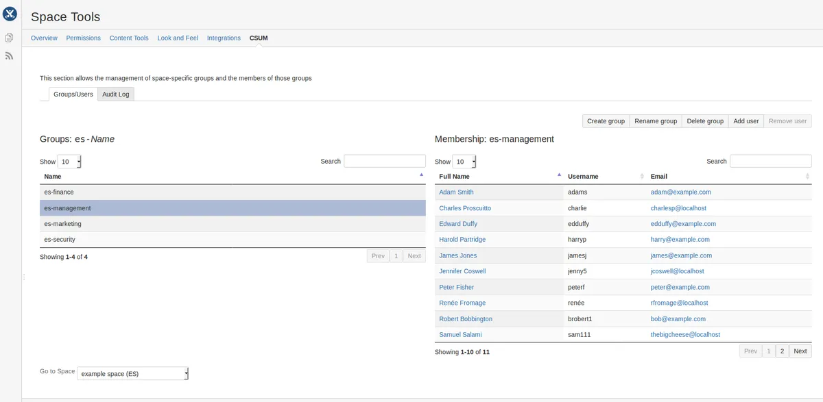 Custom Space User Management (CSUM) for DC and Cloud — screenshot from the Atlassian Marketplace listing