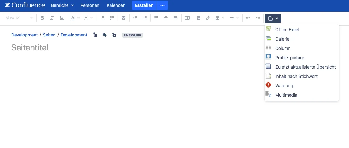 Custom Toolbar for Confluence — screenshot from the Atlassian Marketplace listing