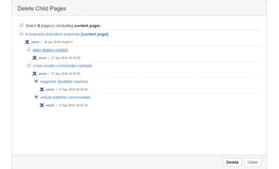 Delete Child Pages (Delete Page Tree) for Atlassian — screenshot