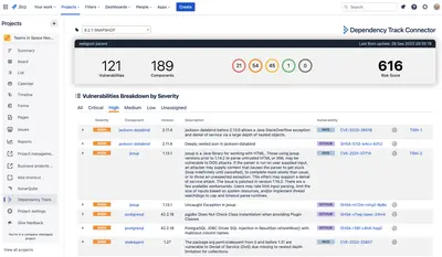 Dependency Track Connector for Jira for Atlassian — screenshot