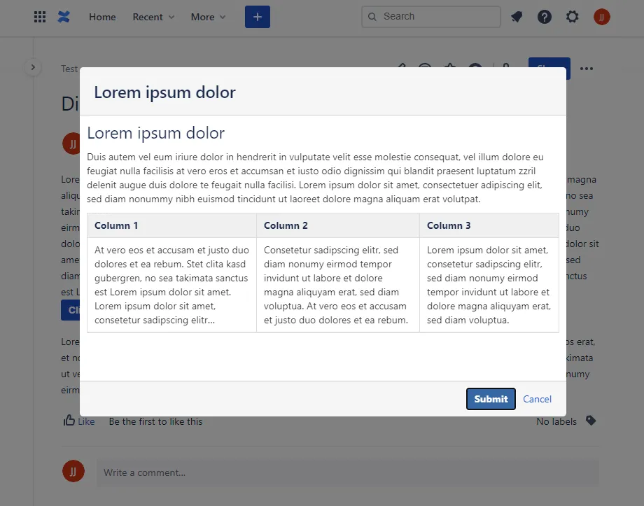 Dialogs for Confluence — screenshot from the Atlassian Marketplace listing