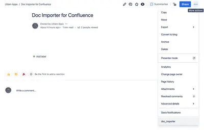 Doc Importer (Ascii) for Atlassian — screenshot