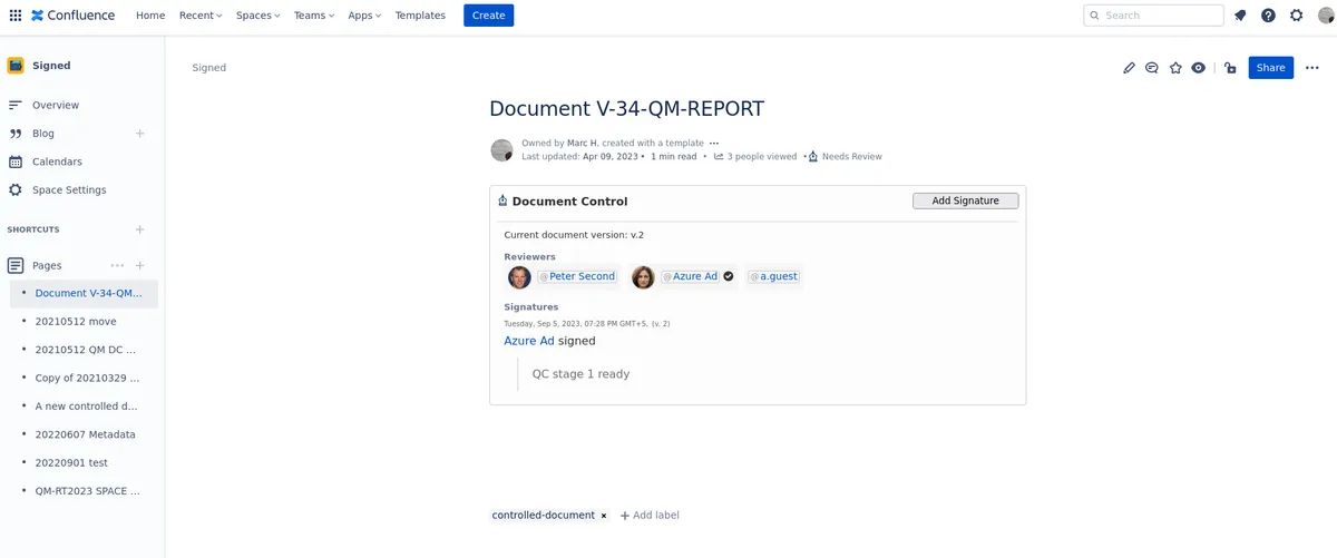 Document Control for Confluence Cloud — screenshot from the Atlassian Marketplace listing