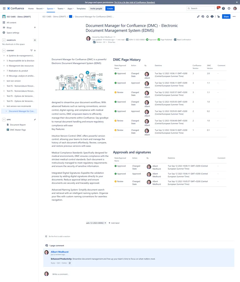 Document Manager for Confluence — screenshot from the Atlassian Marketplace listing