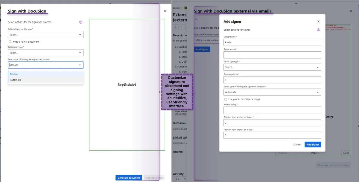 DocuSign for Jira — screenshot from the Atlassian Marketplace listing