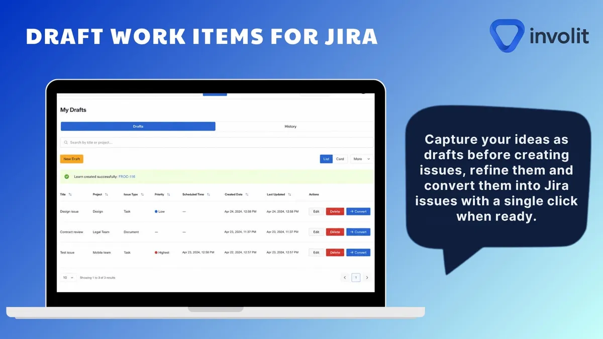 Draft Work Items for Jira — screenshot from the Atlassian Marketplace listing