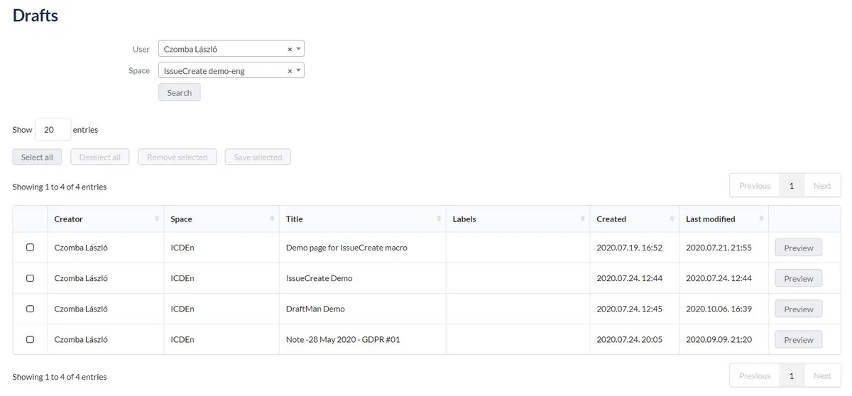 DraftMan for Confluence — screenshot from the Atlassian Marketplace listing