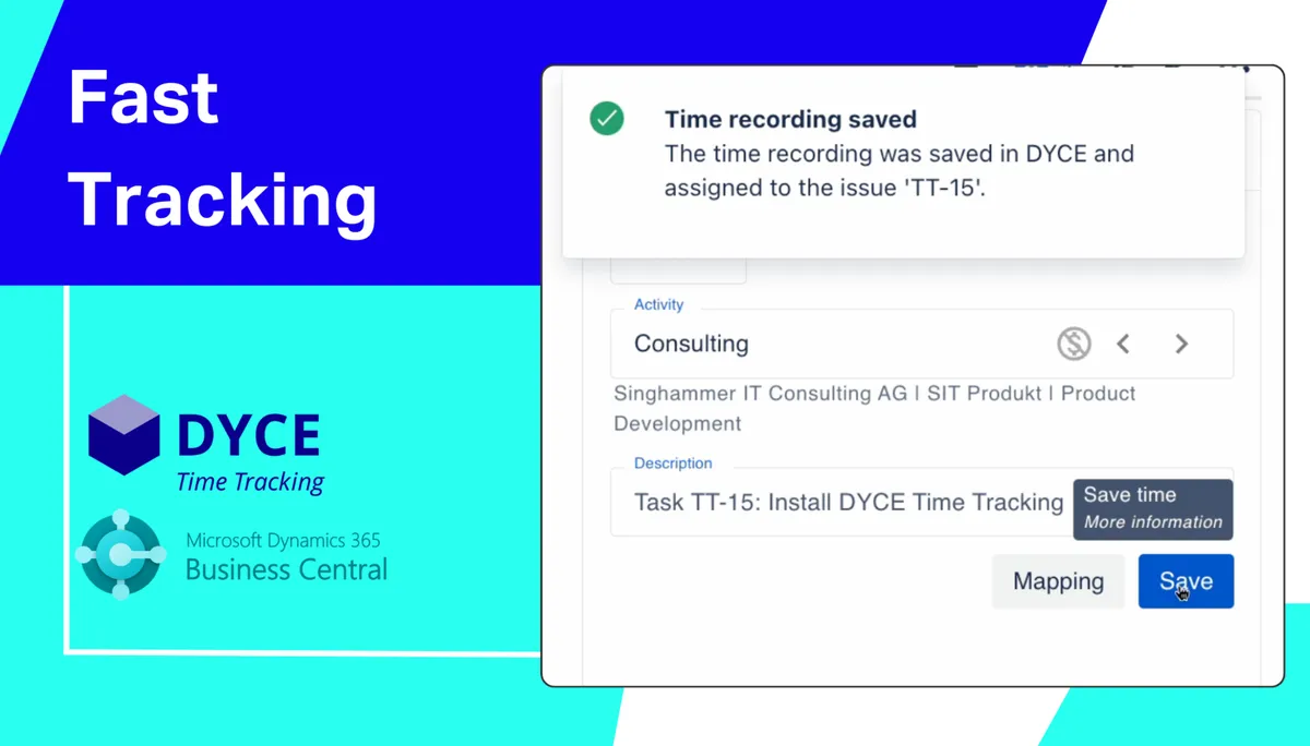 DYCE Time Tracking — screenshot from the Atlassian Marketplace listing