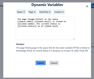 Dynamic Variables for Confluence for Atlassian — screenshot