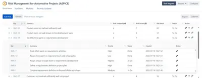 easeRisk - Risk Management for Jira for Atlassian — screenshot