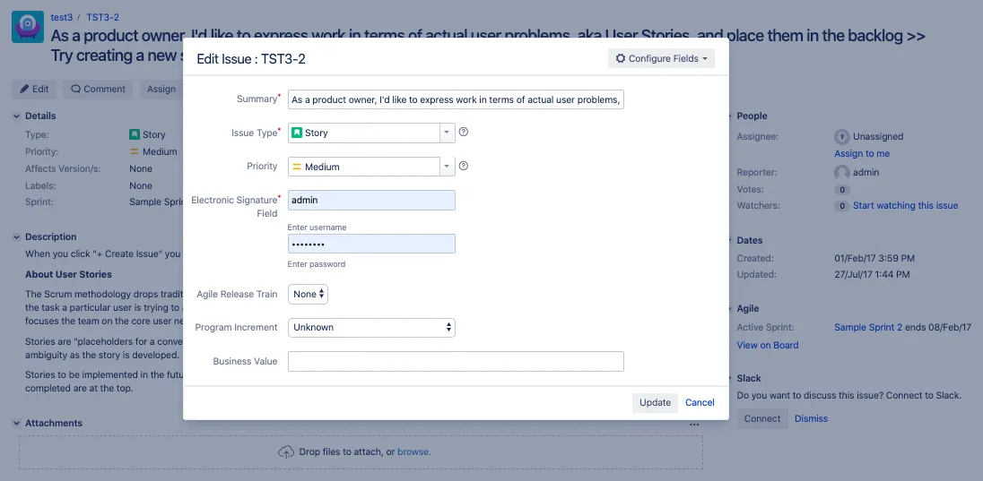 Electronic Signatures — screenshot from the Atlassian Marketplace listing