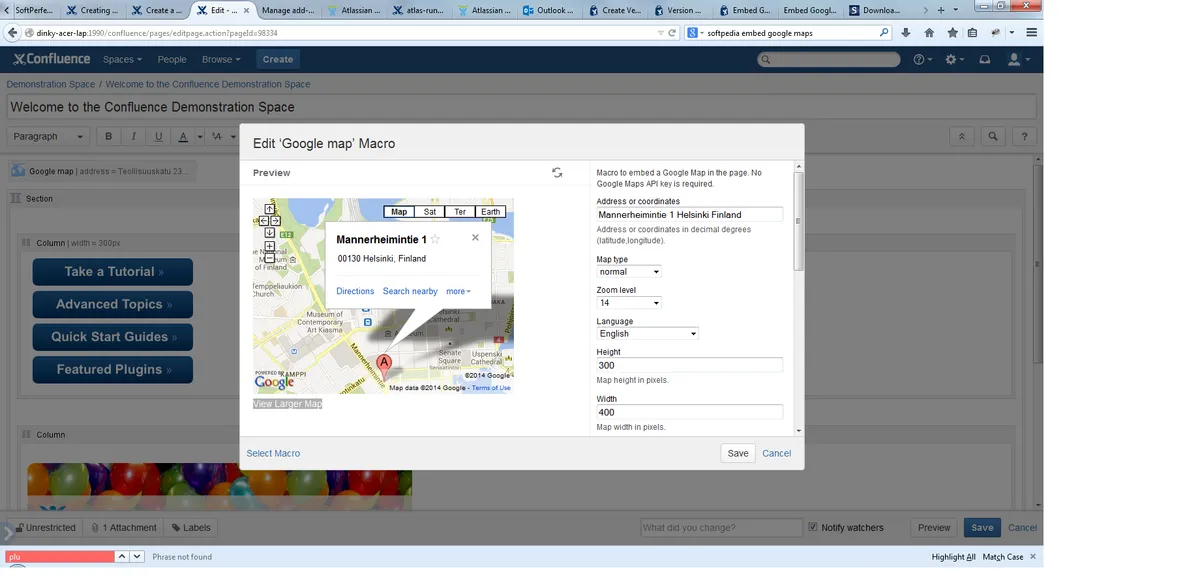 Embed Google Maps — screenshot from the Atlassian Marketplace listing
