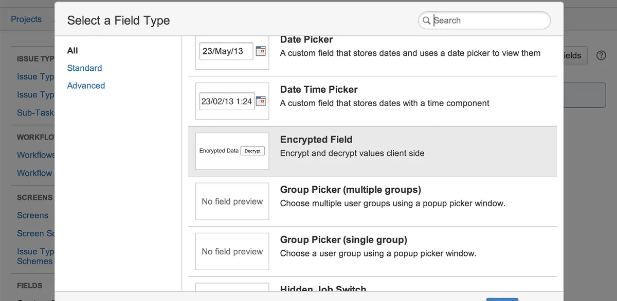 Encrypted Field — screenshot from the Atlassian Marketplace listing