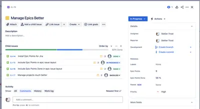 Epic Points for Jira for Atlassian — screenshot