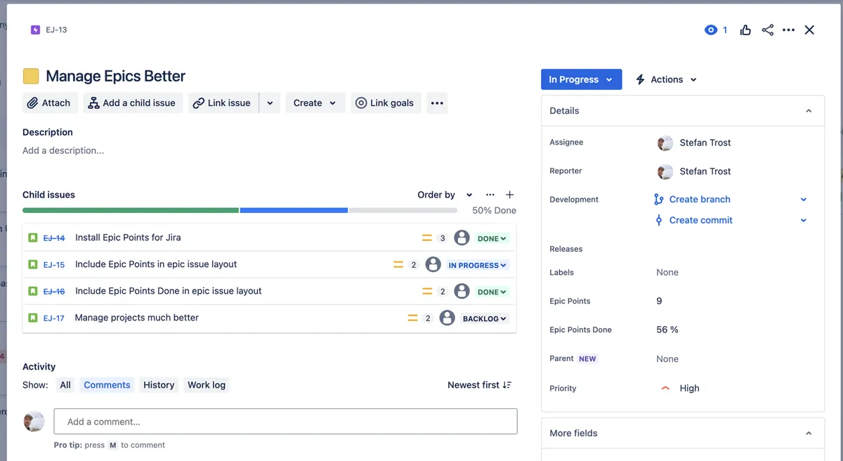 Epic Points for Jira — screenshot from the Atlassian Marketplace listing