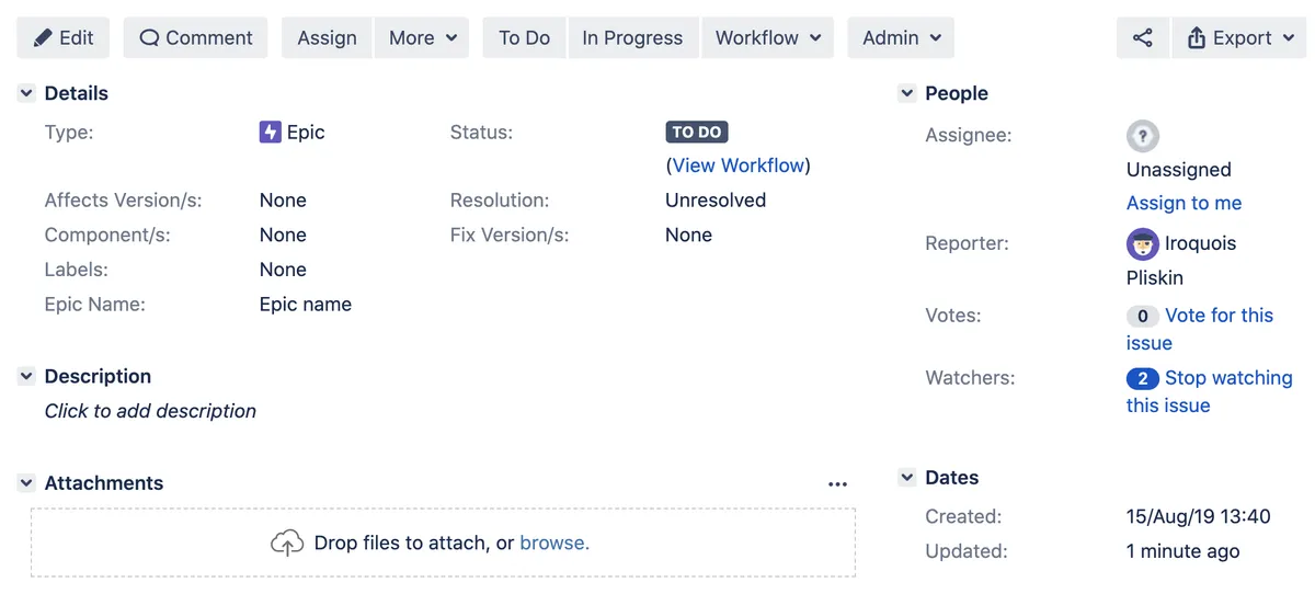 Epic watcher — screenshot from the Atlassian Marketplace listing
