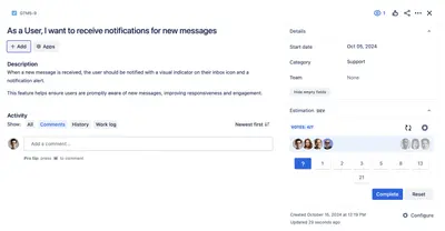 Estimation Panel for Jira for Atlassian — screenshot