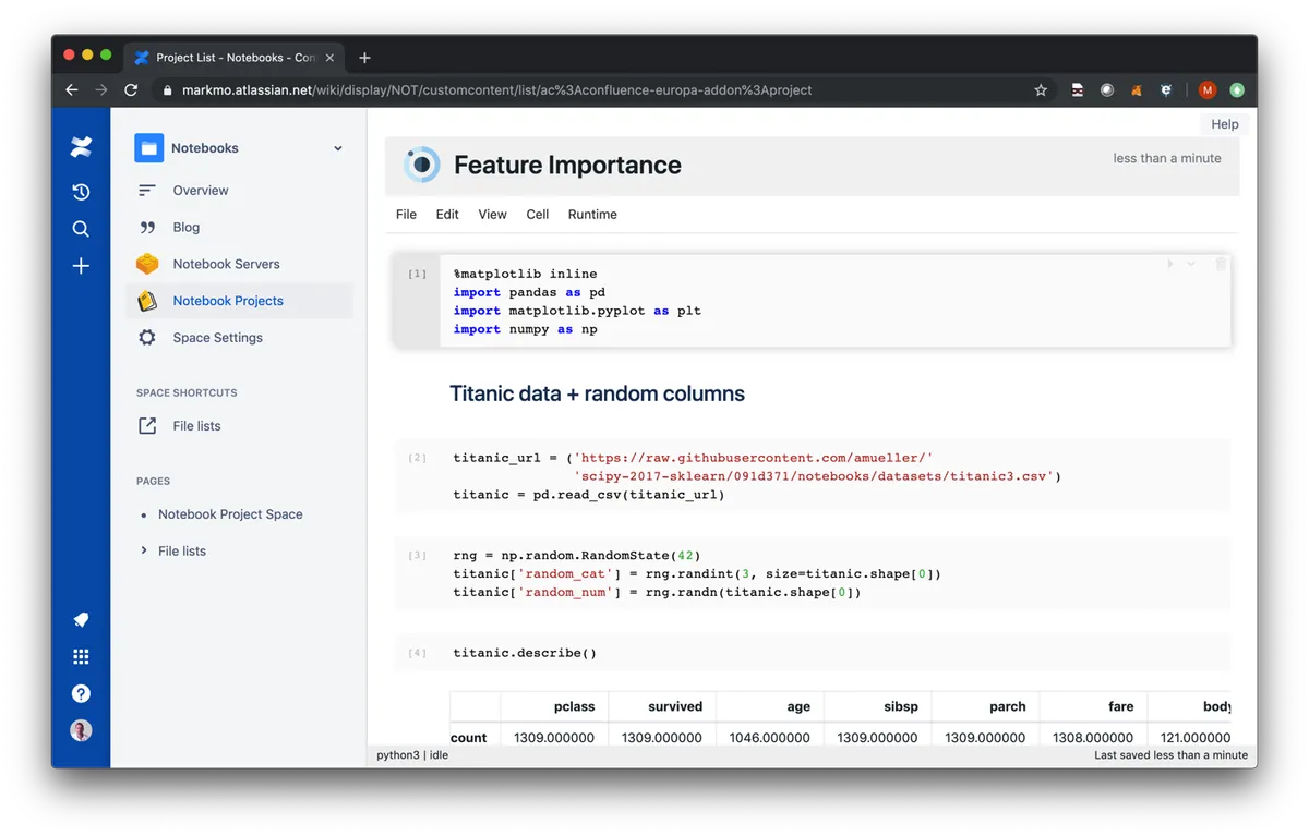 Europa Notebooks — screenshot from the Atlassian Marketplace listing