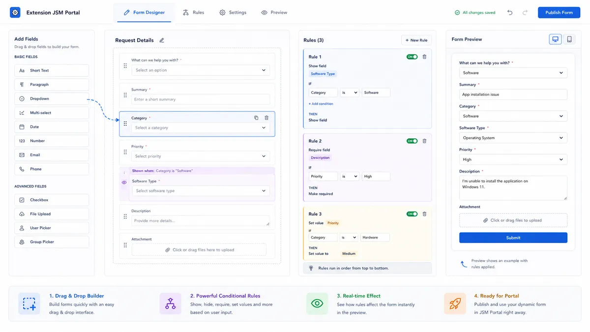 Extensions for JSM — screenshot from the Atlassian Marketplace listing