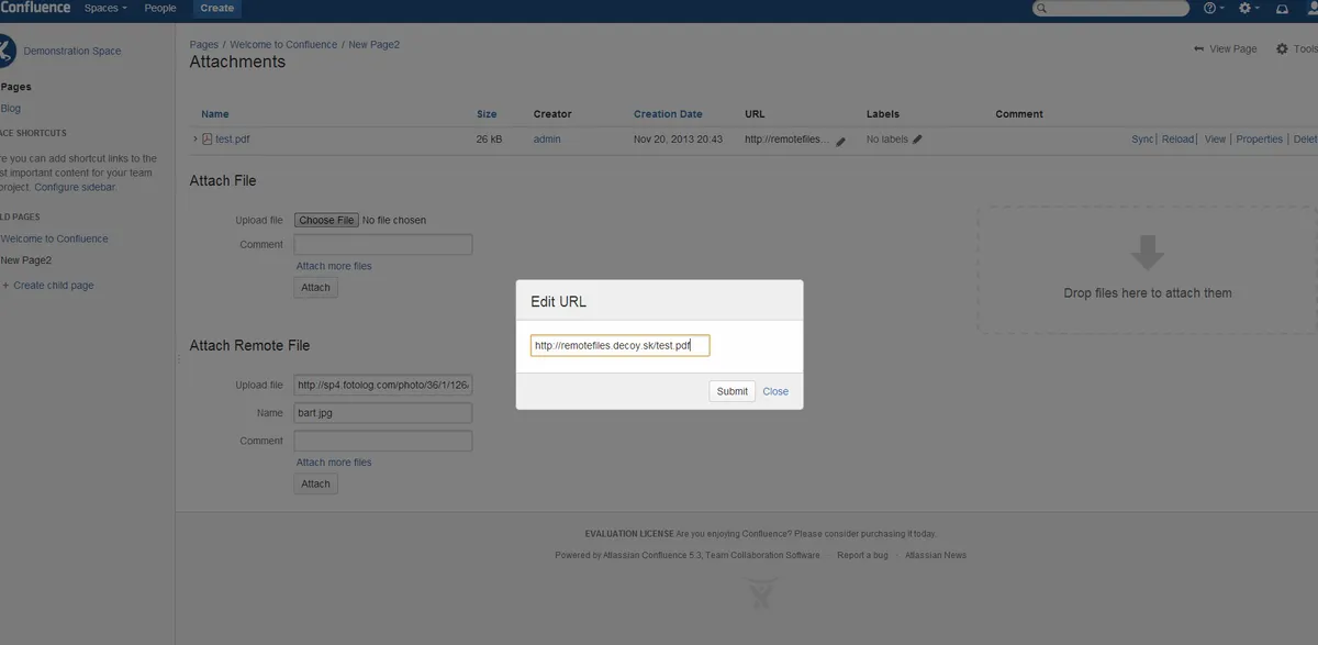 External Attachments for Confluence — screenshot from the Atlassian Marketplace listing