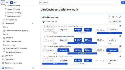 eZee Timer & Worklog for Atlassian — screenshot