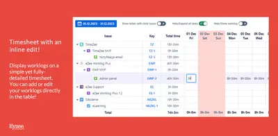 eZee Timesheet & Worklog for Atlassian — screenshot