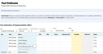 Fast Estimate: Reliable Project Efforts Made Easy for Jira for Atlassian — screenshot