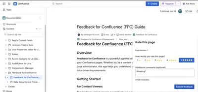 Feedback for Confluence (Ratings & Comments for anonymous) for Atlassian — screenshot
