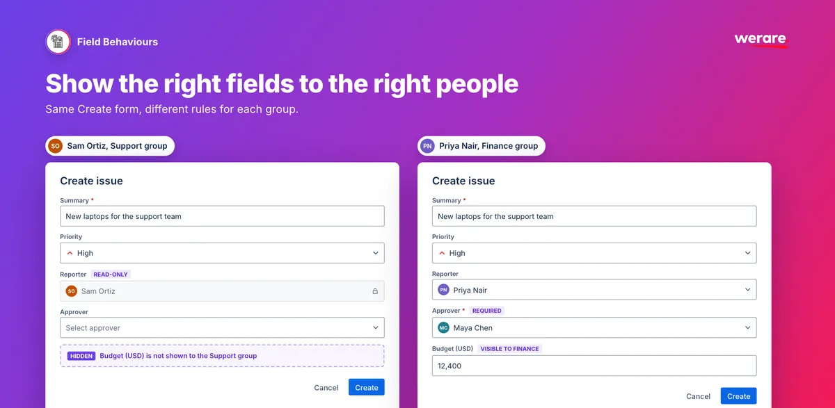 Field Behaviours — screenshot from the Atlassian Marketplace listing
