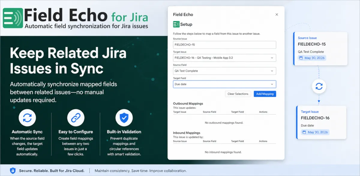 Field Echo for Jira — screenshot from the Atlassian Marketplace listing