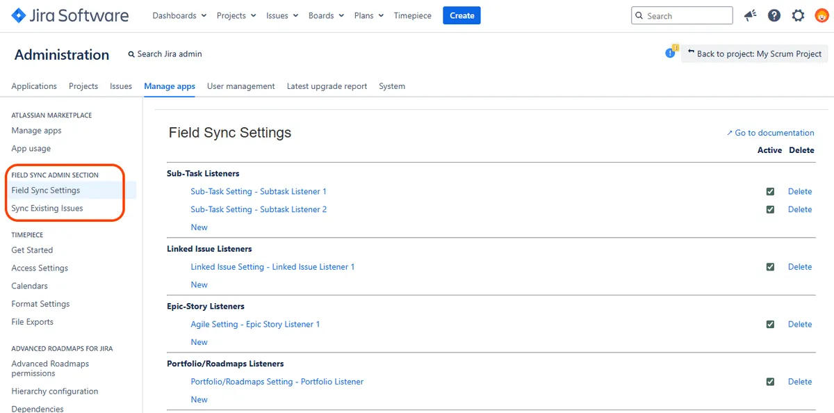 Field Sync — screenshot from the Atlassian Marketplace listing