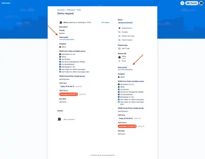 Fields panel for Jira Service Management (JSM) for Atlassian — screenshot