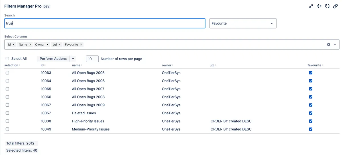 Filters Manager Pro — screenshot from the Atlassian Marketplace listing