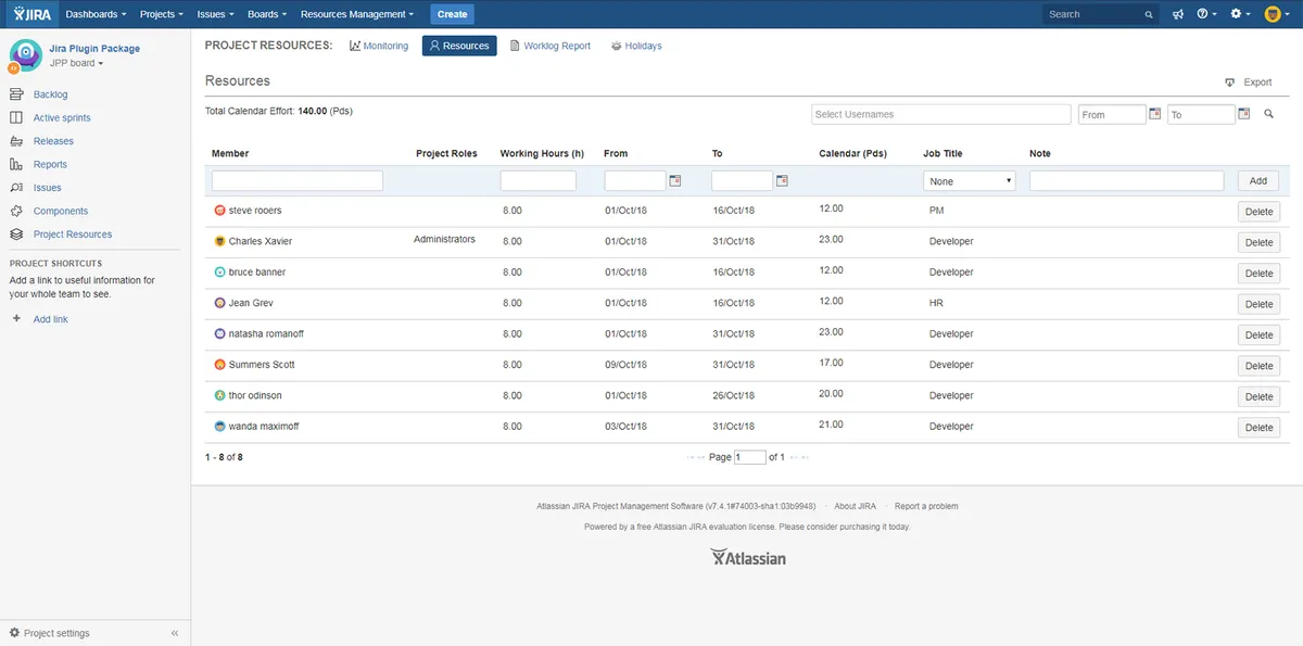 Flexi Resources Management — screenshot from the Atlassian Marketplace listing
