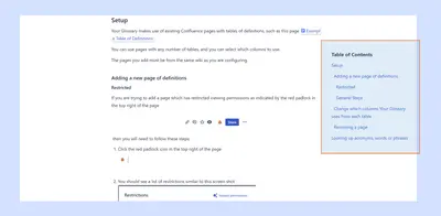 Floating Table of Contents for Confluence for Atlassian — screenshot