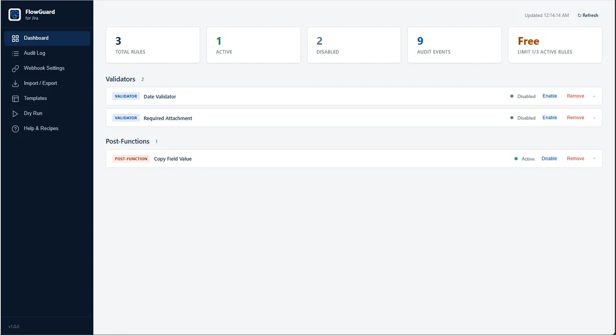 FlowGuard for Jira — screenshot from the Atlassian Marketplace listing