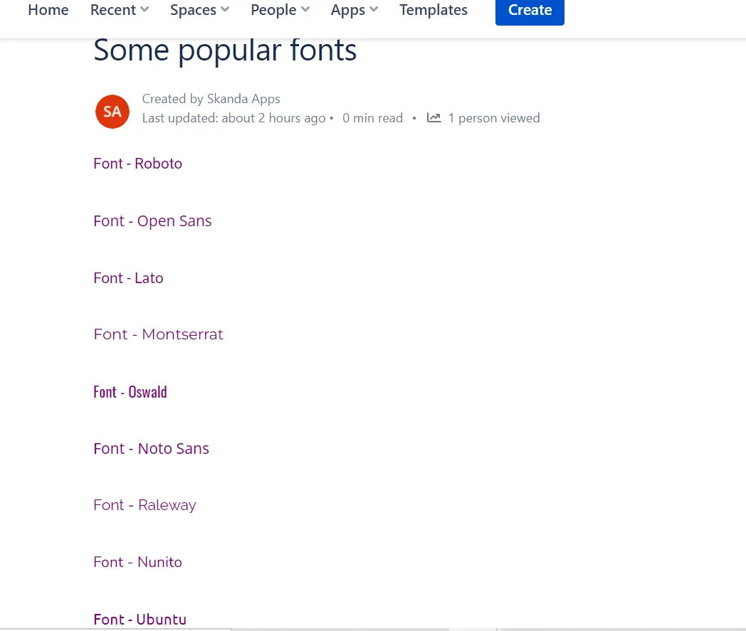 Fonts for Confluence — screenshot from the Atlassian Marketplace listing