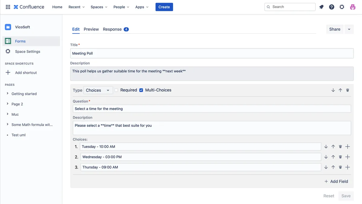 Forms and Surveys — screenshot from the Atlassian Marketplace listing
